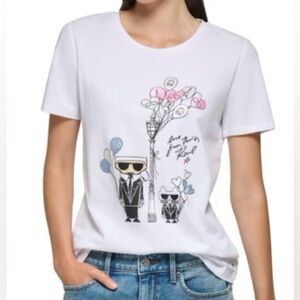 Karl Lagerfeld White T-Shirt - Size M - Excellent Condition